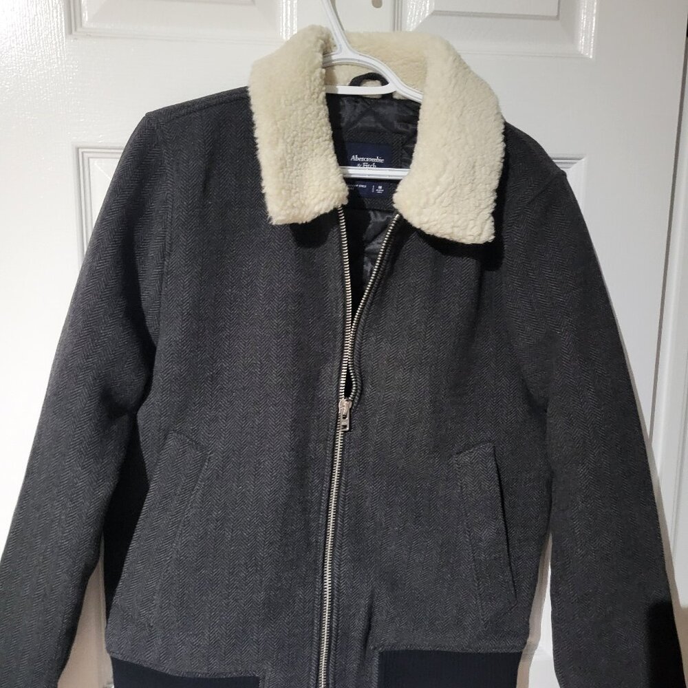 Abercrombie & Fitch Sherpa Wool Blend Aviator Jacket